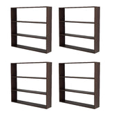 Kuber Industries Kitchen Wall Shelf|Wooden Handicraft Wall Mounted 3 Shelves for Kitchen|Multipurpose Storage Wall Shelf,30"X30" (Brown) (Pack of 4)